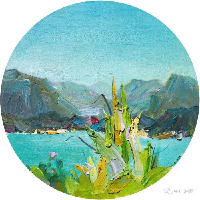 池海旻《心轻草亦香》布面油画60cm直径