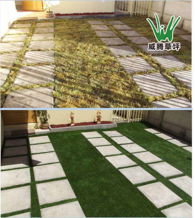 阳台人工草皮装修前后对比图